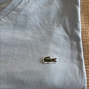 Lacoste Pale Blue T-Shirt with Green Crocodile Patch